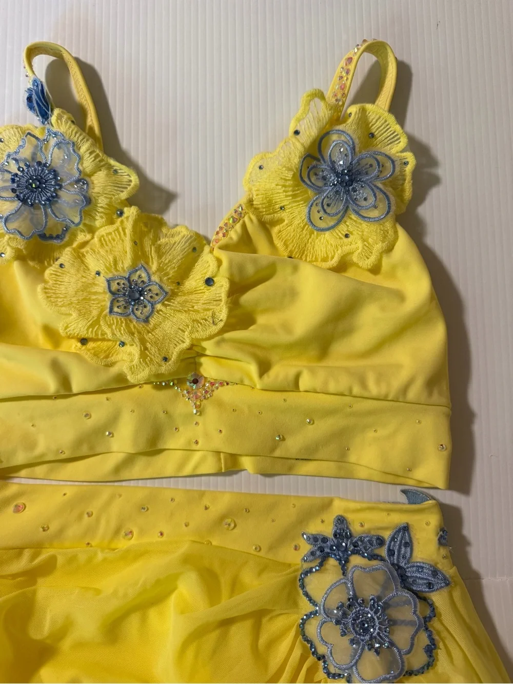 Kelle dance costume yellow 2 piece skirt custom WATERCOLORS 4414 2946 LC child